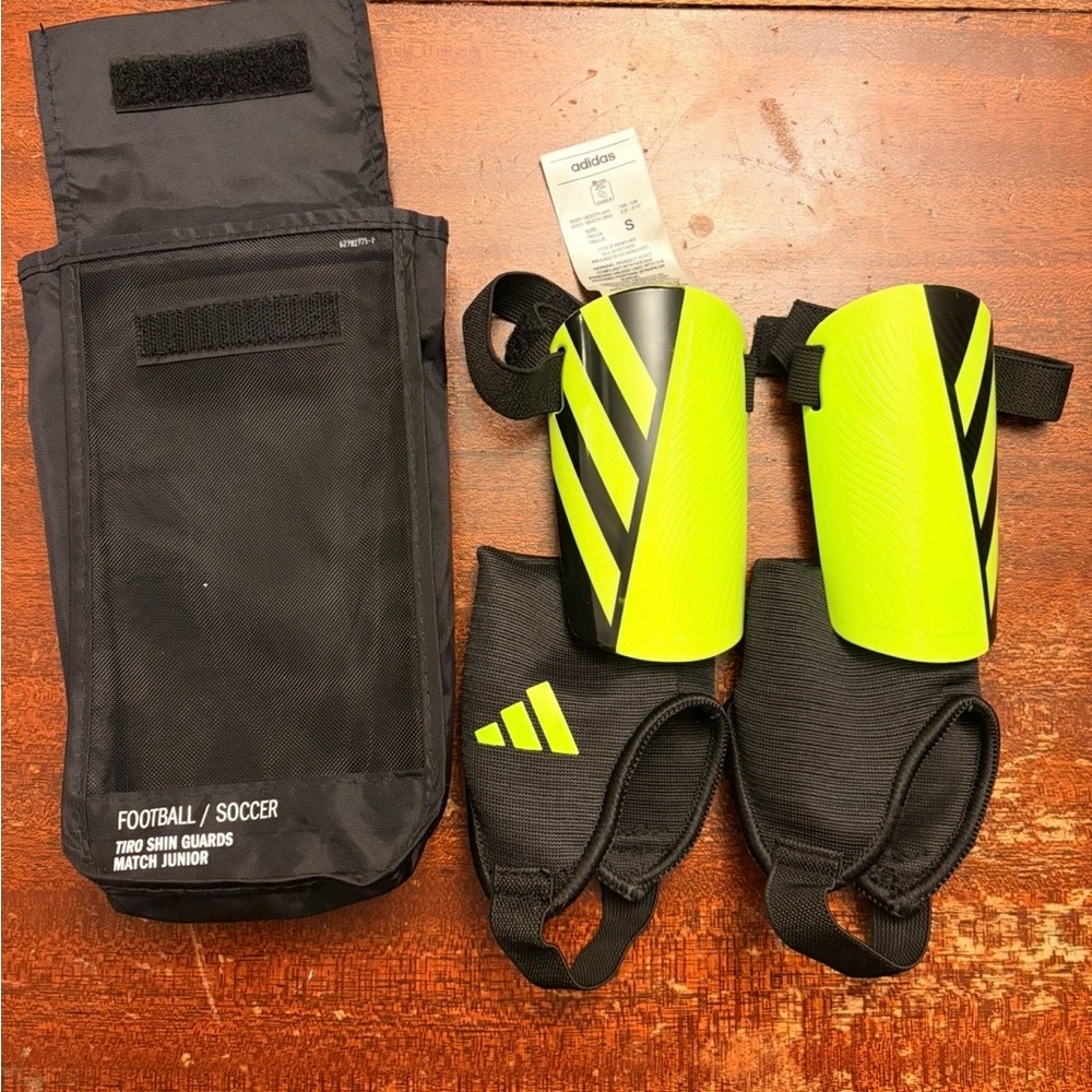 Adidas Bright Yellow Shin Guards with Black Straps